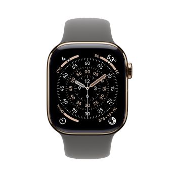 Apple Watch Series 11, 42 mm, Gold Titanium GPS+Cellular, Stone Gray Sport Band M/L